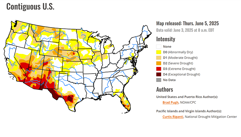 U.S. Drought Monitor, June 2025