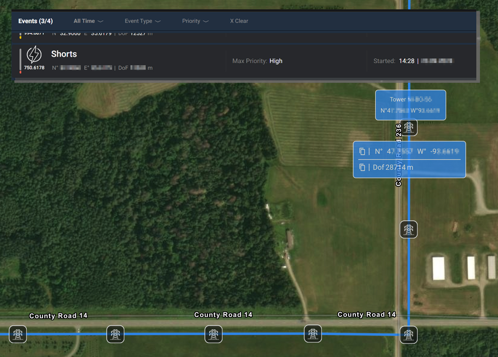 Screenshot of PrismaPower UI with Short alert