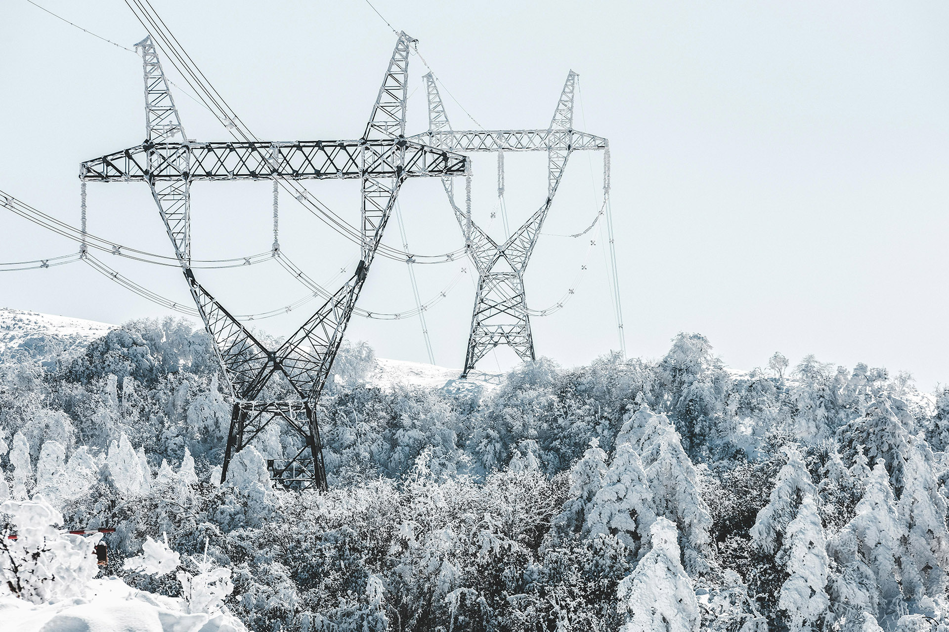 Power towers in winter